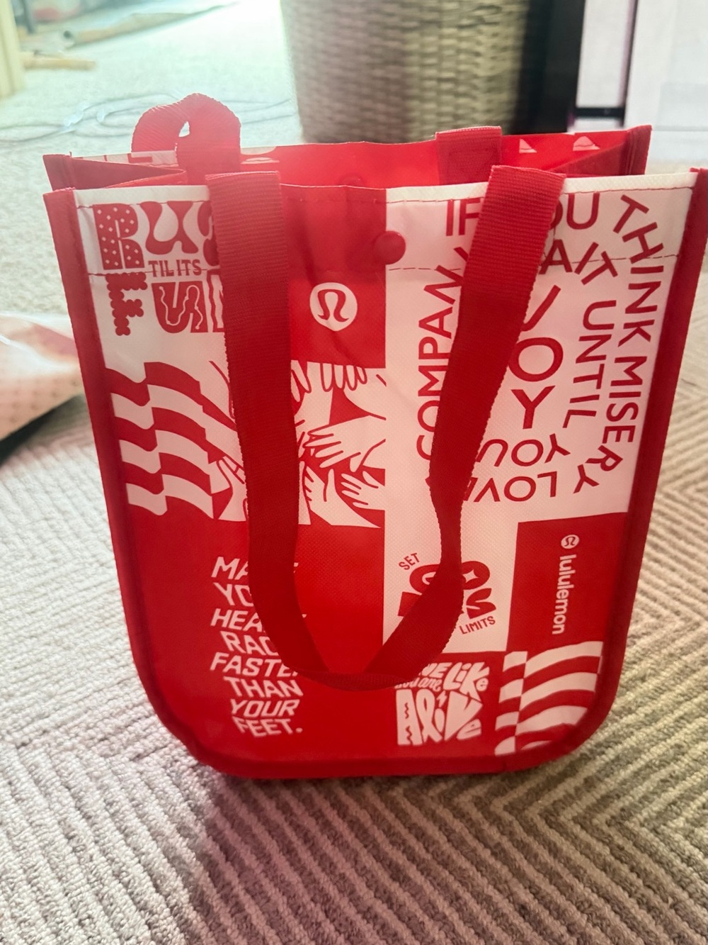 Brand New lululemon athletica Red and White Graphic Tote